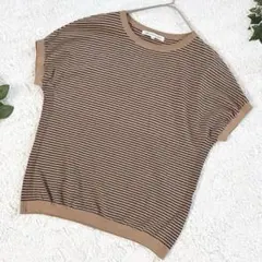 23区【訳あり美品】細ボーダー ドルマンニット サマーニット ベージュ 38のサムネイル