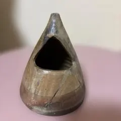 【備前焼】お香立て 香炉 陶印あり 蚊遣り 縁起物 雪の結晶刻印