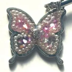 【A】レジンストラップ蝶㉚パールふちバタフライ【セット割有】