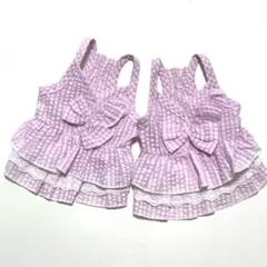 ギンガムチェック　ピンクワンピ　2枚組