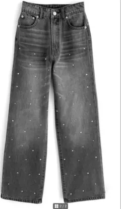 GRL ビジューストレートデニムパンツ[cu466]