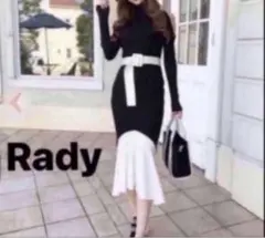 Rady マーメイド タートルネック ロングニットワンピース 肩見せ S 黒