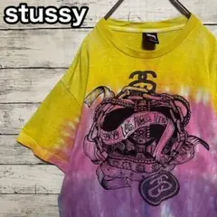 25【入手困難】ステューシー♤ビッグロゴ　タイダイ染め半袖Tシャツ最高デザイン