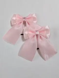 421 たれ付きヘアゴム　ピンク