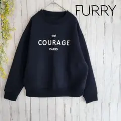 FURRY スウェット トレーナー ネイビー ロゴ ゆったり