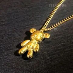 A876【キュートなテディベア⭐︎】S316L ネックレス くま 刻印 ゴールド