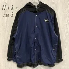 Nike　ナイキ　スウッシュ刺繍　ナイロンジャケット　パーカー　S ネイビー
