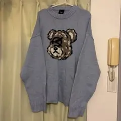OY くまクルーネックニット スカイブルーのサムネイル