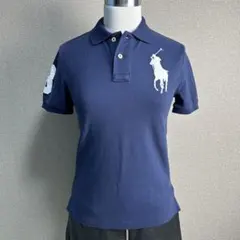 y2k ポロバイラルフローレン ポロシャツ ビッグポニー ネイビー 白 ぴちT