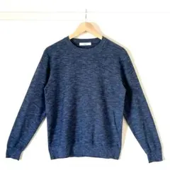 【月末セール・美品】エディフィス 薄手ニット セーター M 青 アクリル メンズ