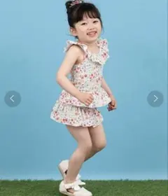 フラワープリント セパレート水着 女の子用 120-130cm 美品