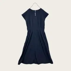 パールボタン　Aライン　フレアワンピース ネイビー M 卒業　入学　セレモニー