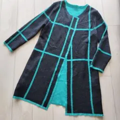 ノーカラージャケット M ブラック/ターコイズ