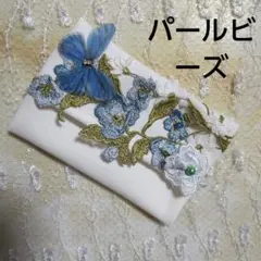 刺繍の花と蝶のポケットティッシュケース、ハンドメイド