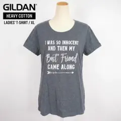 Gildan メッセージプリントTシャツ 半袖 XL グレー