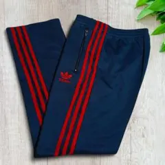 美品 アディダス ファイヤーバード トラックパンツ 紺赤 L