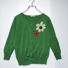 ファヴォリ カーディガン 花柄 ビーズ刺繍 綿　羽織り　大人可愛い　カジュアルのサムネイル