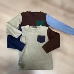 多色ポケット付き長袖カットソー 120と130