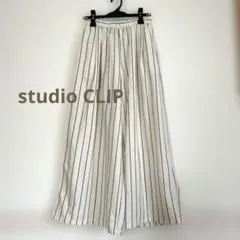 【美品】studio CLIP ワイドイージーパンツ　オフホワイト　麻混