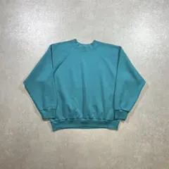 USA製 80s 90s フルーツオブザルーム 無地スウェット ターコイズ