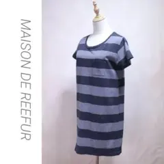 MAISON DE REEFUR ボーダー　ワンピース　半袖　グレー/F179
