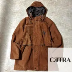 本革 リアルレザー ヴィンテージ ブラウンカラー ミドル丈 フードロングコート