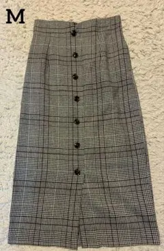 【美品】オシャレロングタイトスカート 両側ポケット付き ♡グレンチェック柄♡