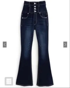 ハイウエストストレッチフレアデニムパンツ cu531 インディゴ