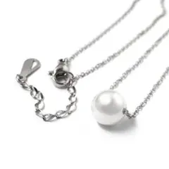 ツヤあり天然パール18K金純金コーティングステンレスチェーンパールネックレス