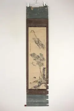 No3389掛軸 矢野橋村(橋邨) 山水画賛 紙本 南画家 中国美術 送料無料