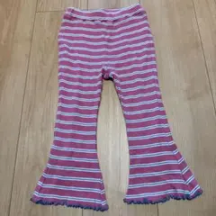 フレアパンツ ピンクと白のストライプ
