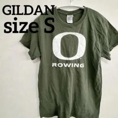 最安値✨GILDAN 【S】O ROWING ロゴ入り 半袖 Tシャツ オリーブのサムネイル