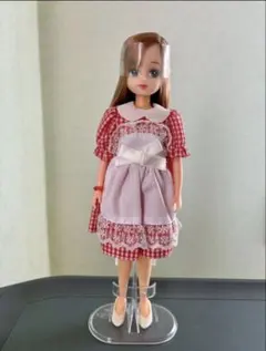 1493【復刻版初代リカちゃん】ピンクのレトロワンピース※リカちゃん服