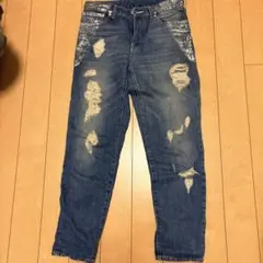【JEANASIS】クラッシュデニムパンツ、Mサイズ