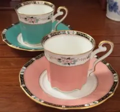 ノリタケ　花柄　色変わり　カップ＆ソーサー　ペア