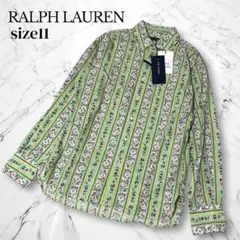 ラルフローレン フラワープリント コットンシャツ 11 グリーン 花柄 長袖