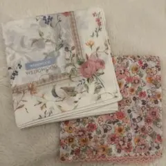 WEDGWOOD ・PRIVATE LABEL花柄ハンカチ　新品未使用