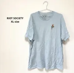 RIOT SOCIETY【XL】刺繍オウムデザイン コットン Tシャツ 動物 鳥
