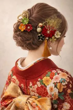 成人式　結婚式　七五三　つまみ細工　髪飾り　ヘッドドレス　ヘッドパーツ