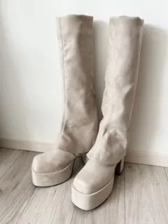 EMODA フレアカバーフィットブーツ アイボリー S エモダ EMODA フレアーカバーフィットブーツ （アイボリー