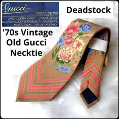 ✨デッドストック✨70s★オールドグッチ★ネクタイ★シルク★イタリア製★筆記体のサムネイル