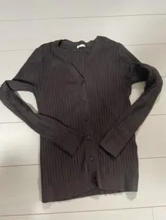お値下げ！GU ダークブラウン リブ編み カーディガン M