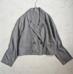 Lutique チェック テーラード ジャケット クロップド丈 M 羽織