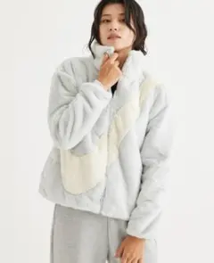 ライトグレー フリースファーコート Mサイズ