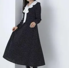 NATURAL BEAUTY BASIC フリルカラードットワンピース　M