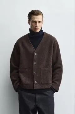 リラックスフィットテクスチャーカーディガン　XL