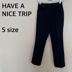 【HAVE A NICE TRIP】タック入りスラックスパンツ/黒/ブラック