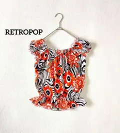 昭和レトロ レトロポップ サイケデリック 古着 花柄 トップス チビt 美品のサムネイル