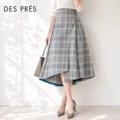 DES PRES チェック フレアスカート グレンチェック 秋 オフィスコーデ