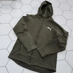 PUMA ジップパーカー カーキ M フード付き